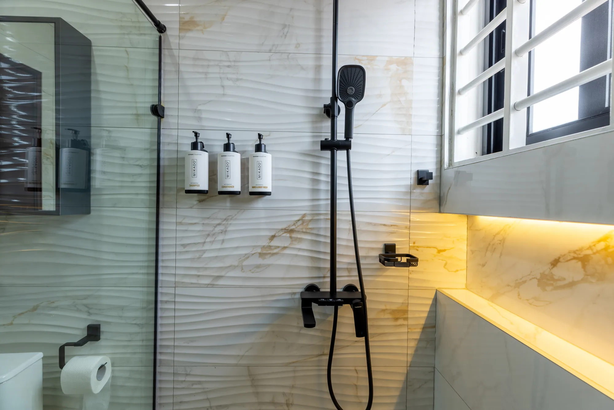 Residence Three glass shower bathroom detail