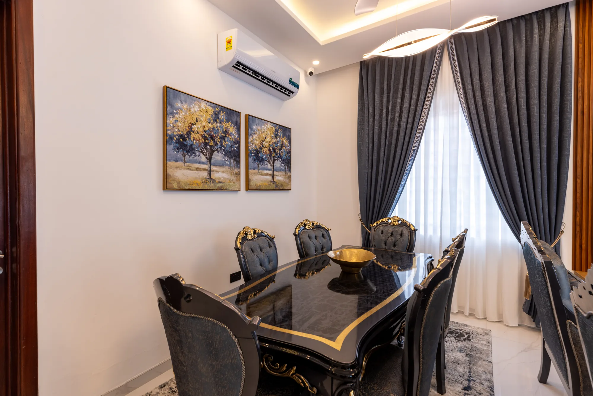 Residence Two darker dining room and curtain palette